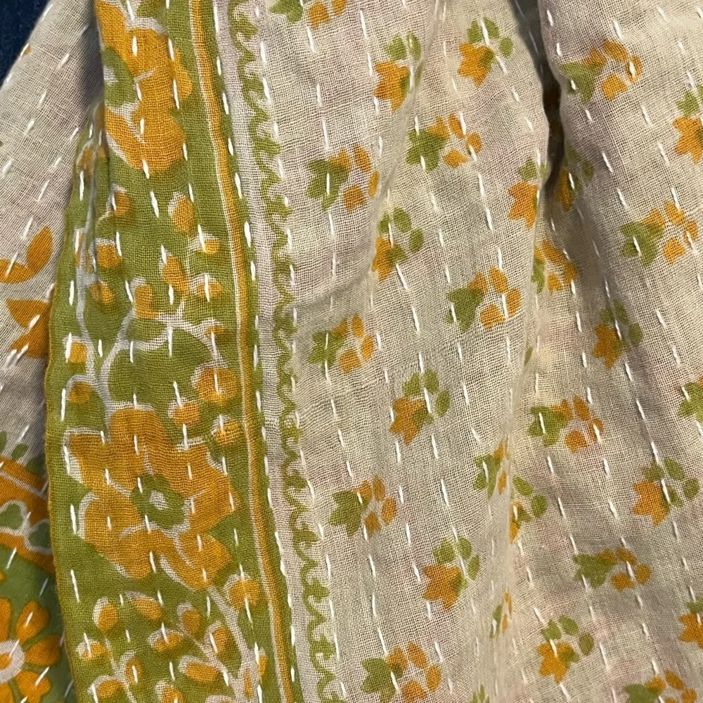 KANTHA SCARF REVERSIBLE TWO SIDED SARI HEAD WRAP DECOR LINEN SARONG